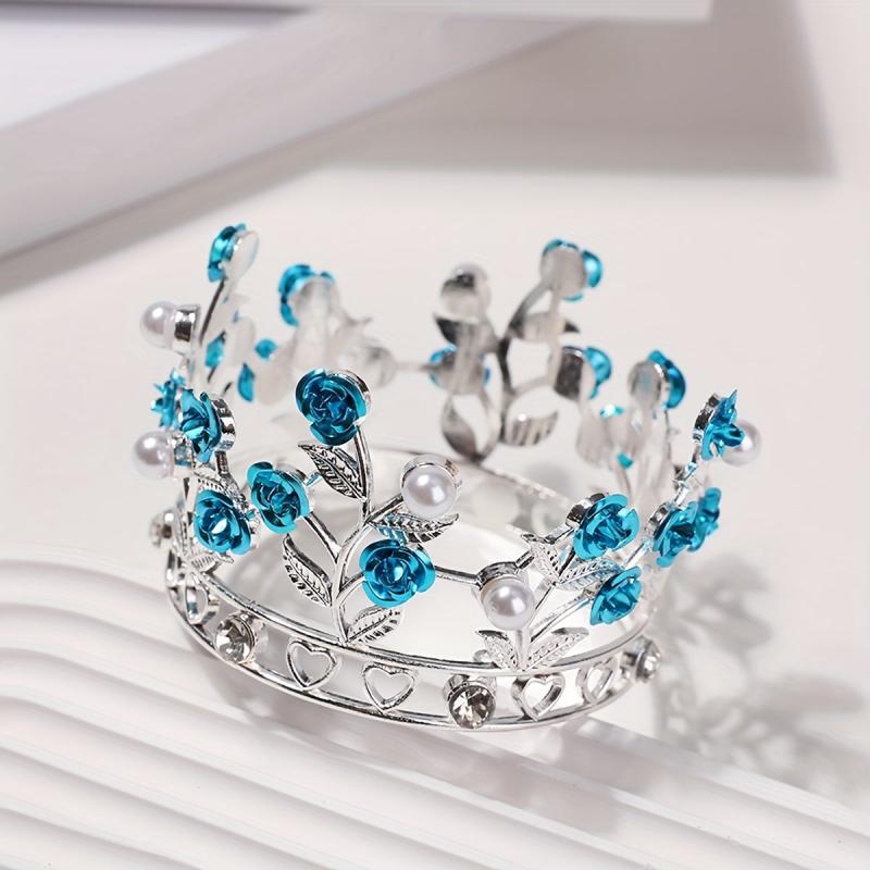 Faux Pearl Rhinestone Crown Headband Hair Accessories