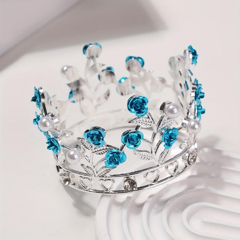Faux Pearl Rhinestone Crown Headband Hair Accessories