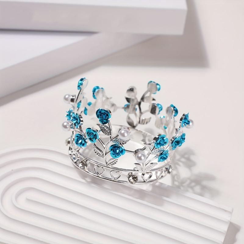 Faux Pearl Rhinestone Crown Headband Hair Accessories