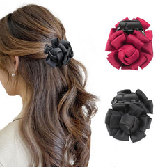 Women's Retro Fabric Flower Hair Claw Ponytail Clip