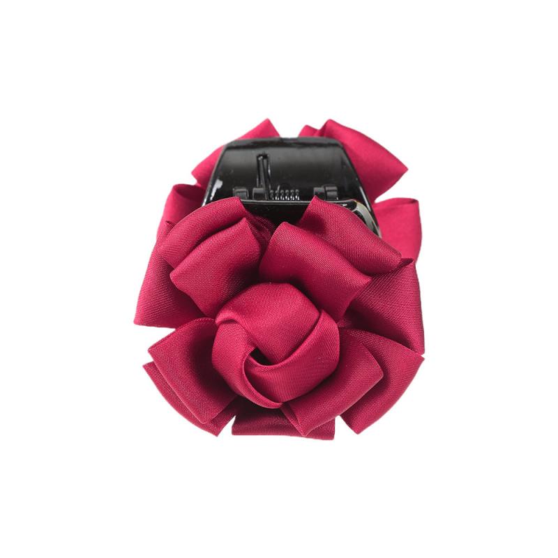 Women's Retro Fabric Flower Hair Claw Ponytail Clip
