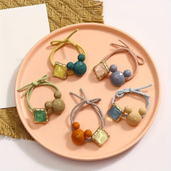 Crystal Cartoon Hair Tie Elastic Hair Rope for Girls and Women