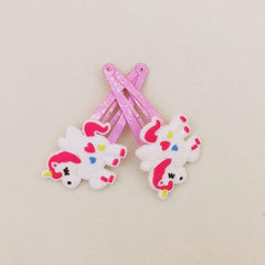 10pcs Cartoon Unicorn Snap Clip Pink Hair Clip For Girls