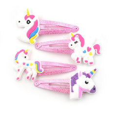 10pcs Cartoon Unicorn Snap Clip Pink Hair Clip For Girls