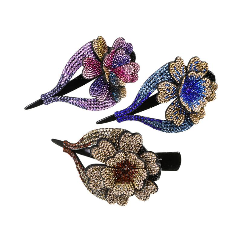 Colorful Rhinestone Flower Hair Claw for Women Hair Accessories