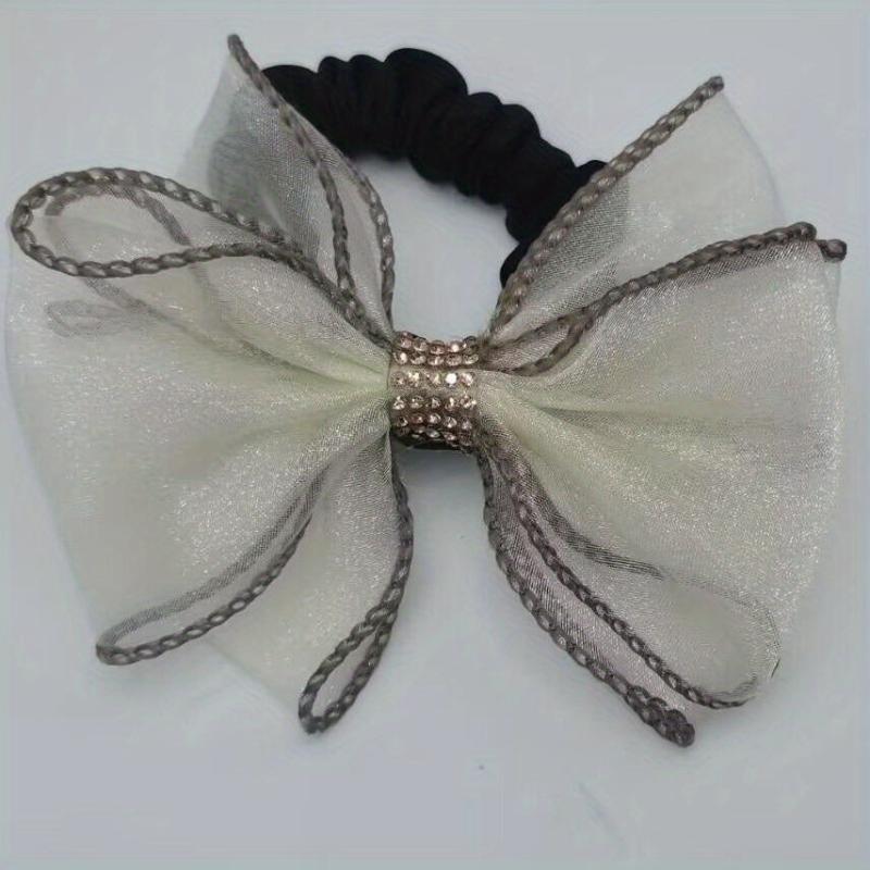Sweet Organza Bow Knot Hair Tie Rhinestone High Elastic Accessory