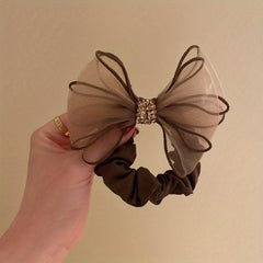 Sweet Organza Bow Knot Hair Tie Rhinestone High Elastic Accessory