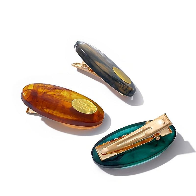 Amber Caramel Metal Hairclip Barrette Hairpin Snap Clip