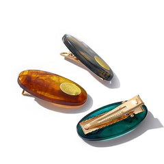 Amber Caramel Metal Hairclip Barrette Hairpin Snap Clip