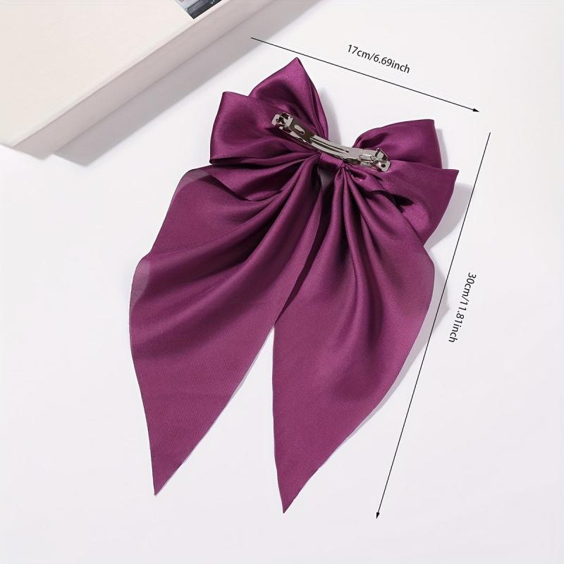 Silky Bow Barrette Ribbon Satin Scarves Bowknot Hair Clip