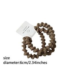 3pcs Spiral Telephone Wire Hair Ring Women's Hair Rope