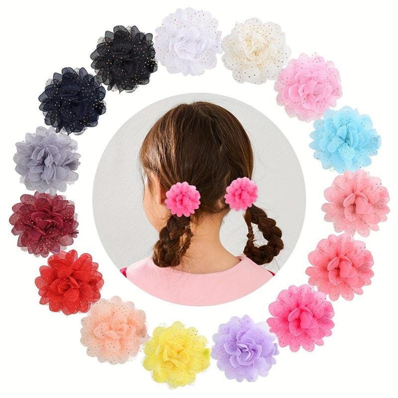 15pcs Flower Hair Clip Sweet Hair Clips Duck Billed Clip Hair Accessories