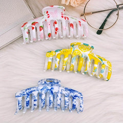3pcs Printed Hair Claw Large Shark Claw Ponytail Holder Hair Accessories