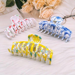 3pcs Printed Hair Claw Large Shark Claw Ponytail Holder Hair Accessories