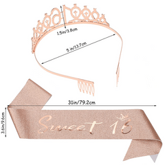 16th Birthday Rhinestone Crown & Sash Set