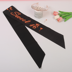 16th Birthday Rhinestone Crown & Sash Set