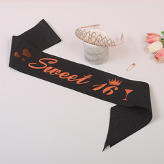 16th Birthday Rhinestone Crown & Sash Set