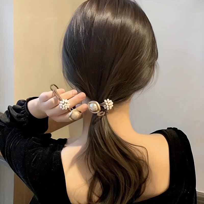 Faux Pearl Plum Ball Hair Scrunchie Hair Rope Ponytail Accessory