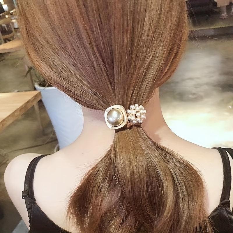 Faux Pearl Plum Ball Hair Scrunchie Hair Rope Ponytail Accessory