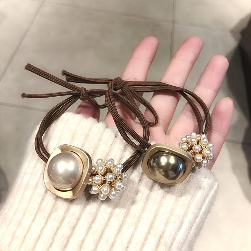 Faux Pearl Plum Ball Hair Scrunchie Hair Rope Ponytail Accessory
