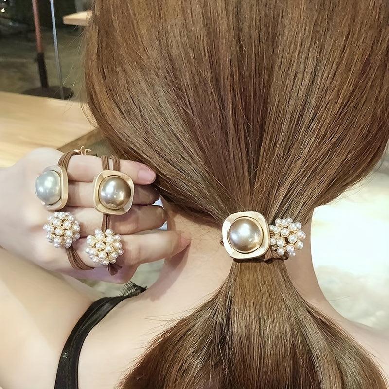 Faux Pearl Plum Ball Hair Scrunchie Hair Rope Ponytail Accessory