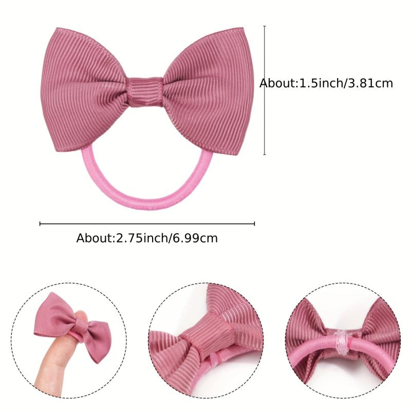 20 Pair Bow Hair Tie Solid Hair Ring Elastic Ponytail Holder