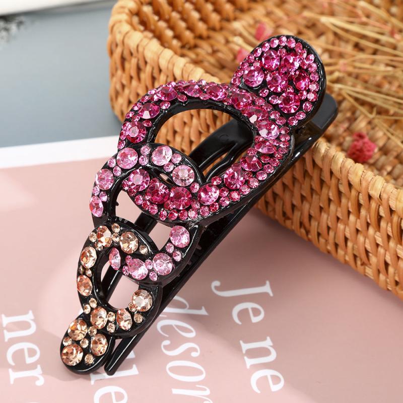 Vintage Rhinestone Hair Claw Clip Leaf Geometric Barrettes Hairpin