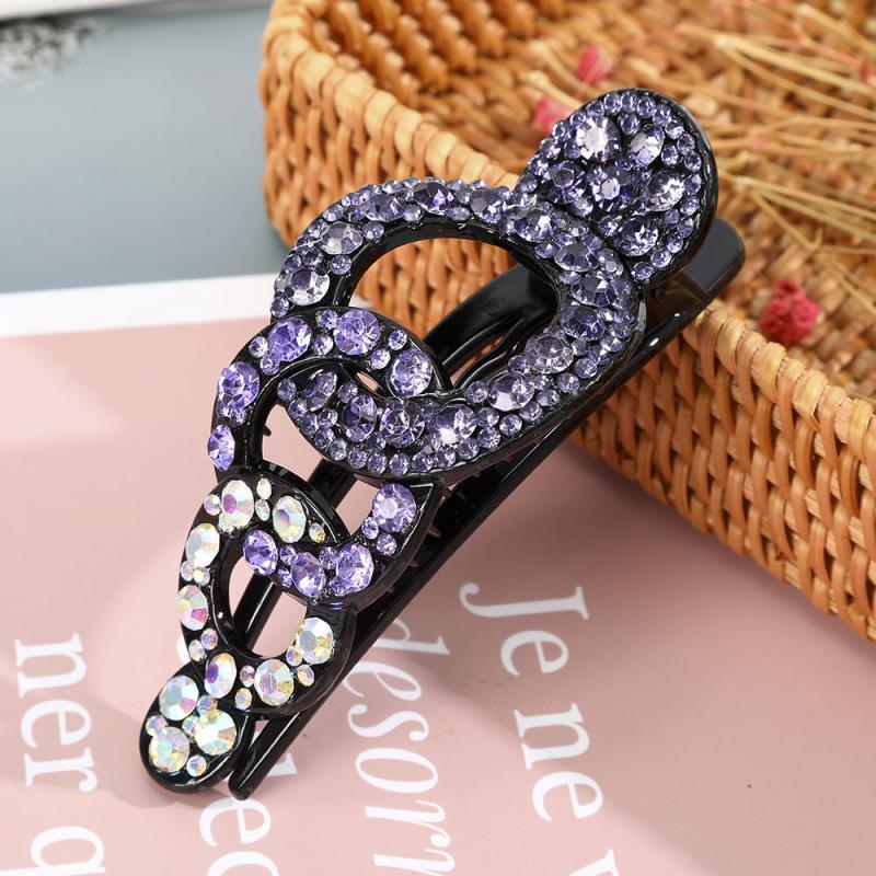 Vintage Rhinestone Hair Claw Clip Leaf Geometric Barrettes Hairpin