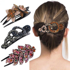 Vintage Rhinestone Hair Claw Clip Leaf Geometric Barrettes Hairpin