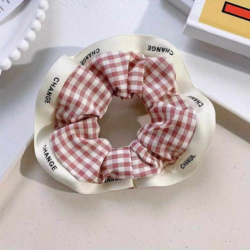 Plaid Scrunchies Hair Tie Colorful Hair Rope Checkered Hair Ring