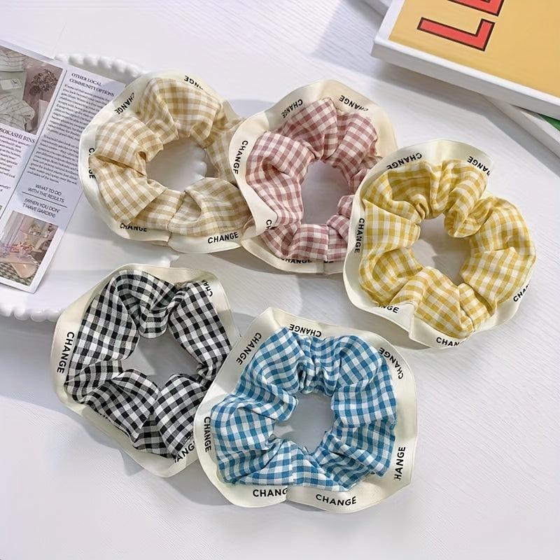 Plaid Scrunchies Hair Tie Colorful Hair Rope Checkered Hair Ring