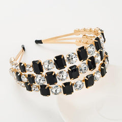 Geometric Chunky Jewels Headband Metal Rhinestone Flash