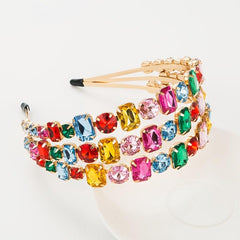 Geometric Chunky Jewels Headband Metal Rhinestone Flash