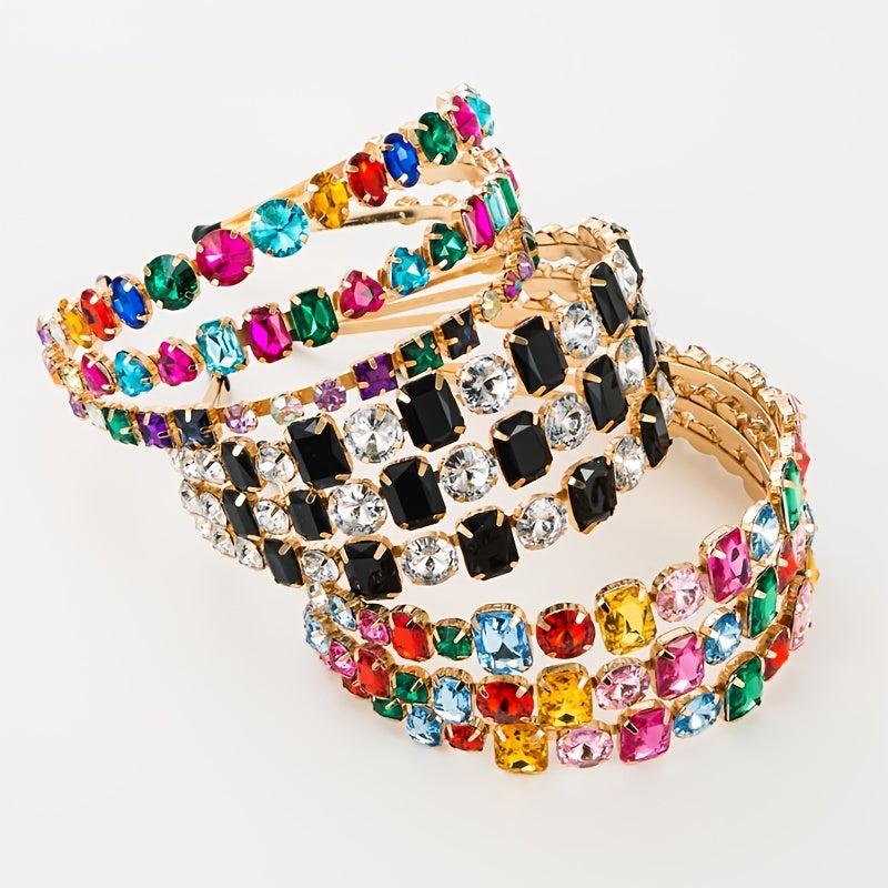 Geometric Chunky Jewels Headband Metal Rhinestone Flash