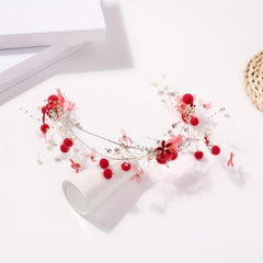 Faux Pearl Tassel Headband Chinese Bridal Headwear