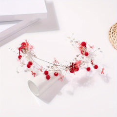 Faux Pearl Tassel Headband Chinese Bridal Headwear