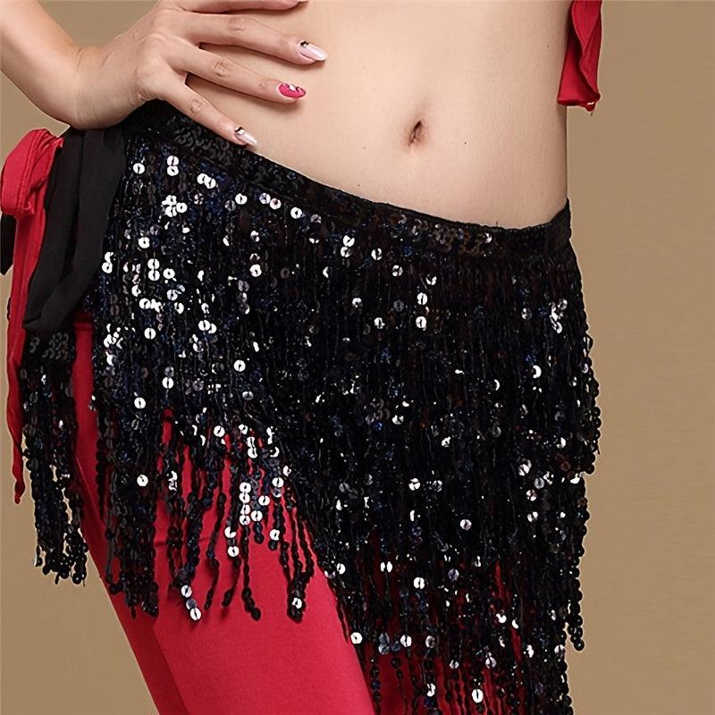 Bohemian Style Belly Dance Costume Sequin Tassel Fringe Hip Scarf Belt
