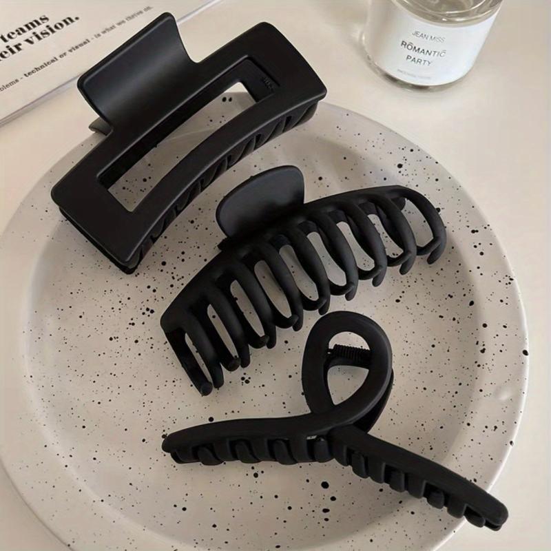 3pcs Solid Frosted Hair Claw Non-slip Ponytail Holder Hair Accessories