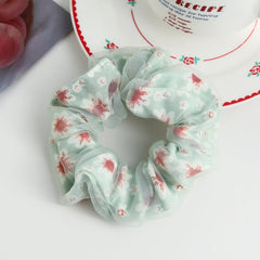 Chiffon Flower Hair Scrunchies Hair Bobbles Ponytail Holder
