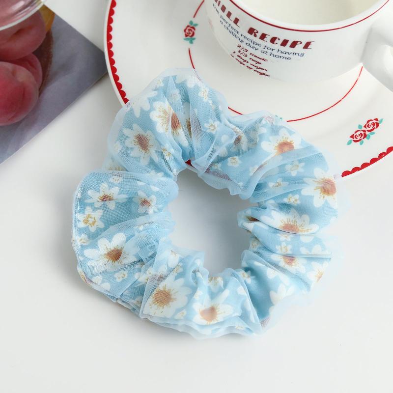 Chiffon Flower Hair Scrunchies Hair Bobbles Ponytail Holder
