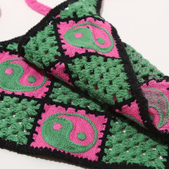 Hollow Crochet Triangular Scarf Floral Weaving Headband for Women