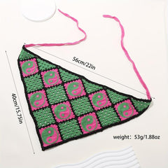 Hollow Crochet Triangular Scarf Floral Weaving Headband for Women