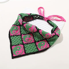 Hollow Crochet Triangular Scarf Floral Weaving Headband for Women
