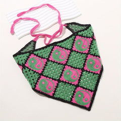 Hollow Crochet Triangular Scarf Floral Weaving Headband for Women
