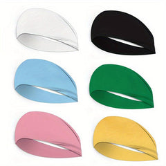 6pcs Sports Headband Solid Head Hoop Stretchy Sweatband Hair Band