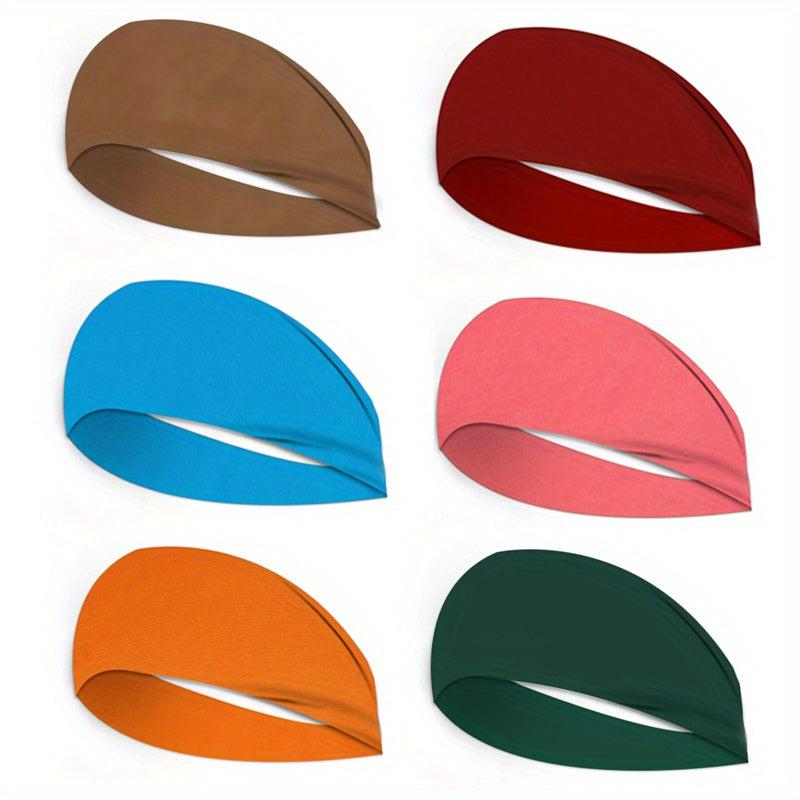 6pcs Sports Headband Solid Head Hoop Stretchy Sweatband Hair Band