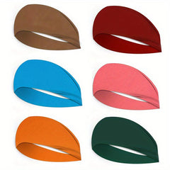 6pcs Sports Headband Solid Head Hoop Stretchy Sweatband Hair Band