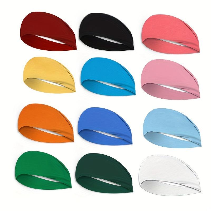 6pcs Sports Headband Solid Head Hoop Stretchy Sweatband Hair Band