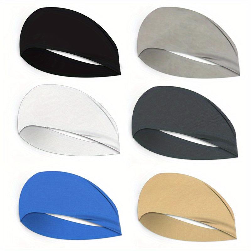 6pcs Sports Headband Solid Head Hoop Stretchy Sweatband Hair Band