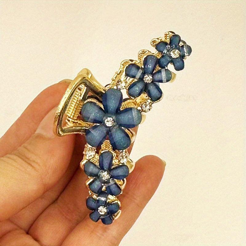 Vintage Flower Hair Claw Crystal Floral Hair Claw for Women Girls